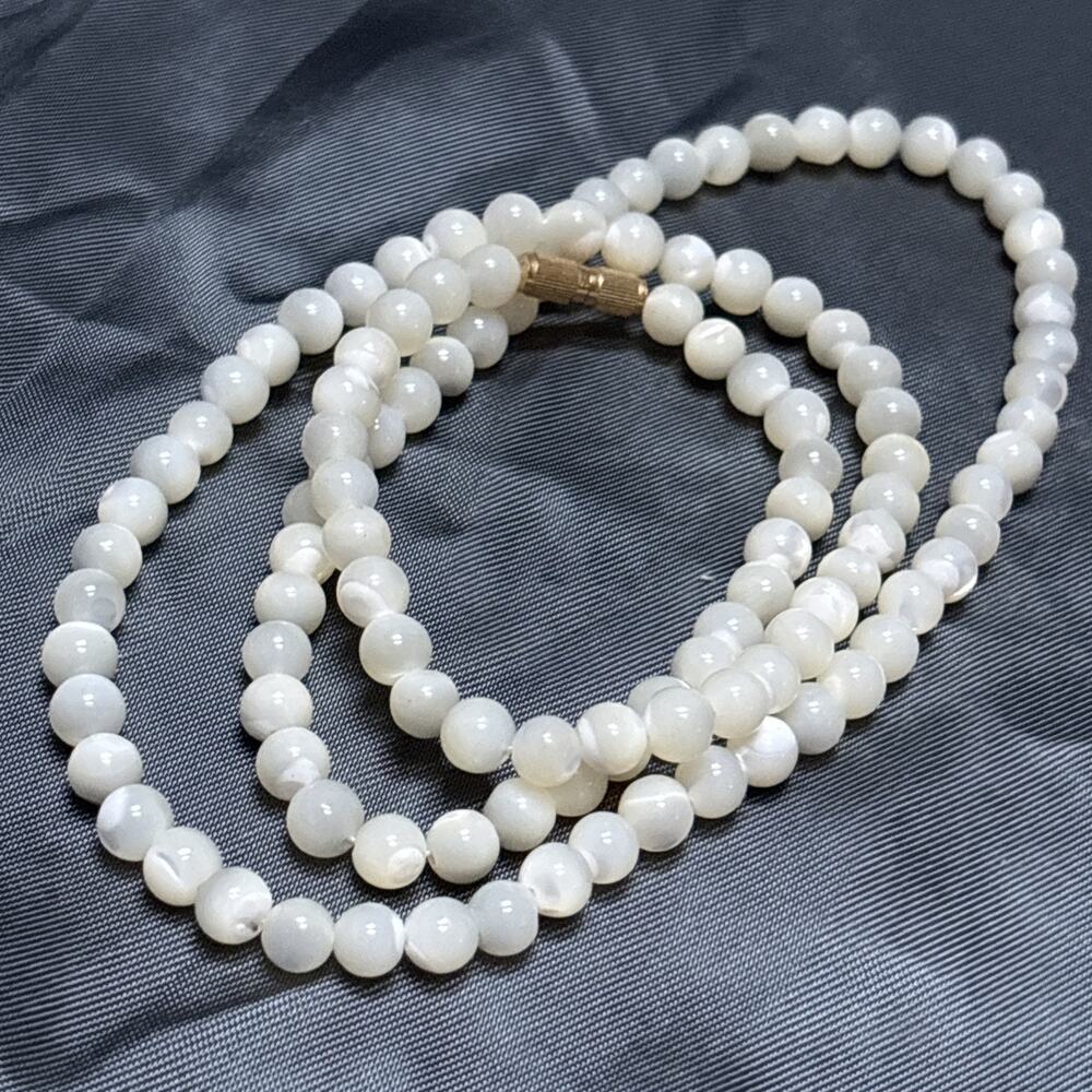 Vintage Mother Of Pearl Beaded Necklace Natural Polishe Mother Of Pearl Beads